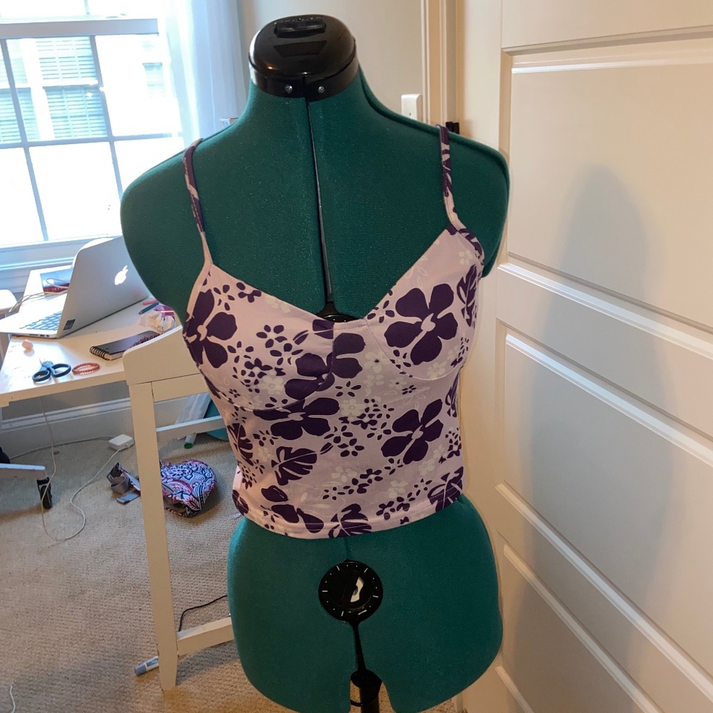 purple Hawaiian tank top